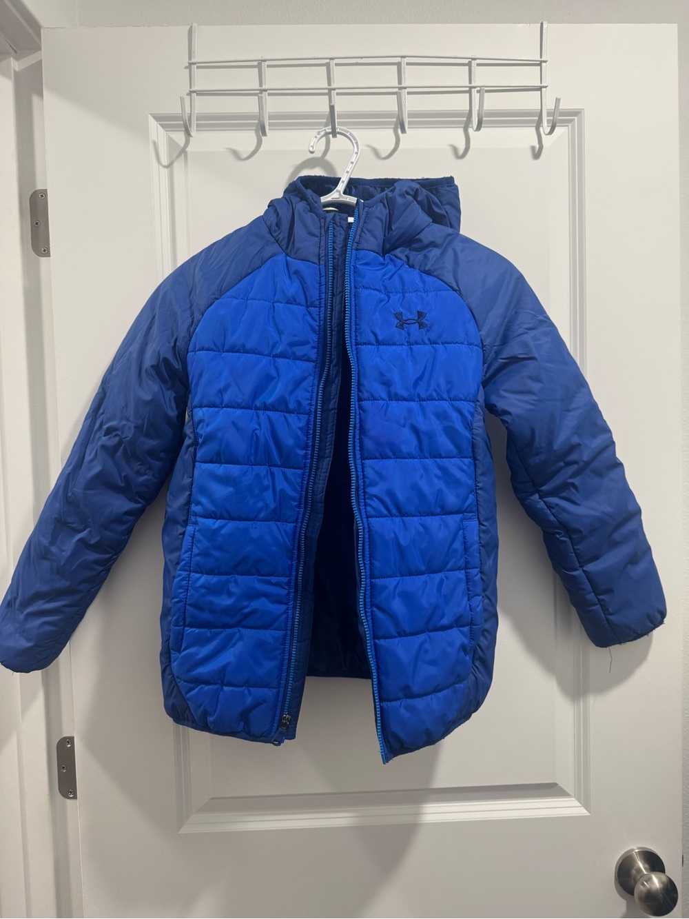 Under Armour Boys' Two-Tone Blue Quilted Hooded Puffer